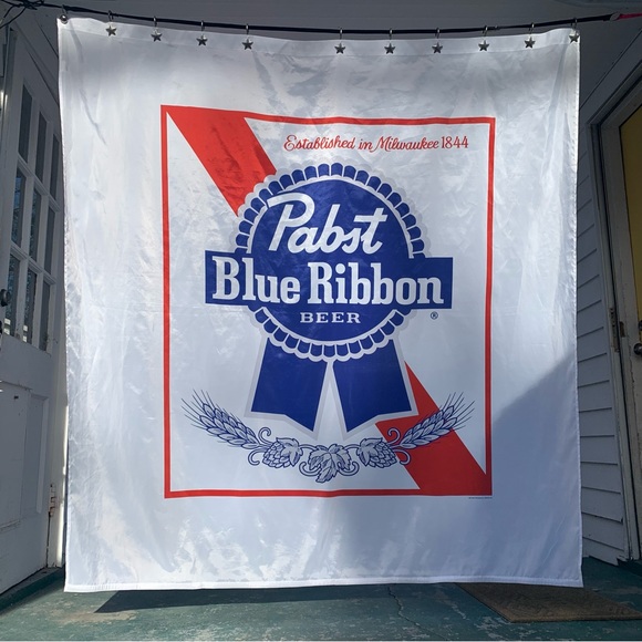 Pabst Blue Ribbon Beer Shower Curtain 💙🤍♥️ PBR Officially Licensed Promo Merch - Picture 3 of 15